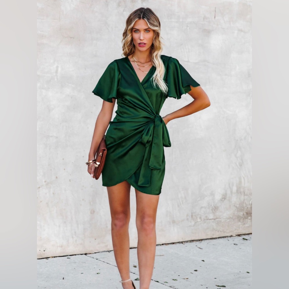 VICI Frame of Mind Satin Wrap Dress